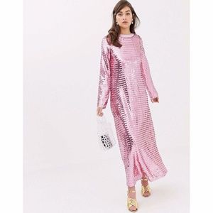 Sister Jane Long Sleeve Midi Dress / All Over Sequin / Size L